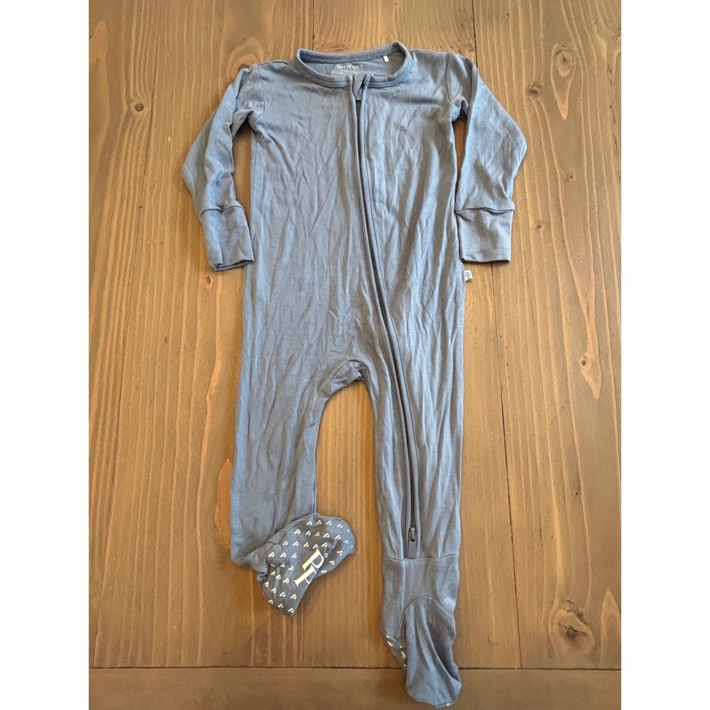 Cc6 Posh Peanut Blue‎ Bamboo Viscose Footie Pajamas 2-Way Zip Sleepsuit 9-12 Mon